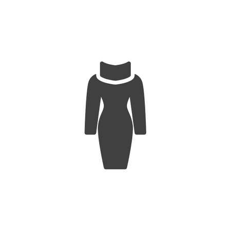 Women dress with collar vector icon. filled flat sign for mobile concept and web design. Women fitted dress glyph icon. Symbol, logo illustration. Vector graphicsのイラスト素材