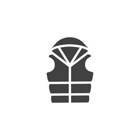 Vest jacket with hood vector icon. filled flat sign for mobile concept and web design. Sleeveless vest with hood glyph icon. Symbol, logo illustration. Vector graphicsのイラスト素材