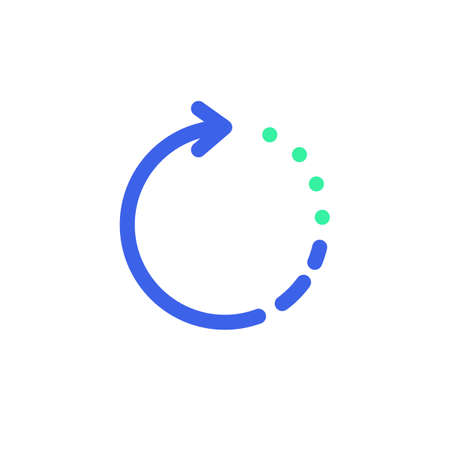 Loading arrow icon vector, filled flat sign, bicolor pictogram, reload arrow green and blue colors....