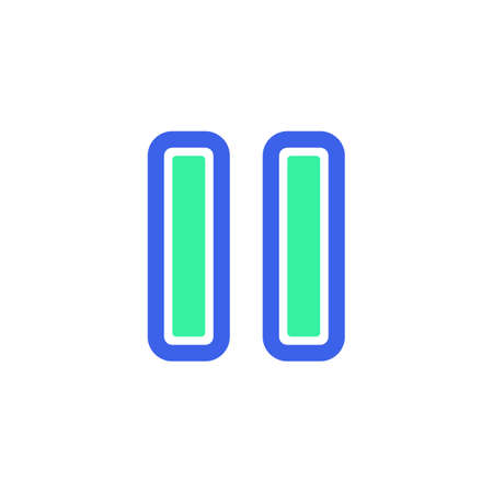 Pause button icon vector, filled flat sign, bicolor pictogram, ui pause green and blue colors. Symbol, logo illustrationのイラスト素材