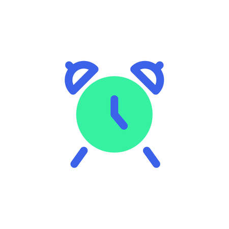 Alarm clock icon vector, filled flat sign, bicolor pictogram, clock time green and blue colors. Symbol, logo illustrationのイラスト素材