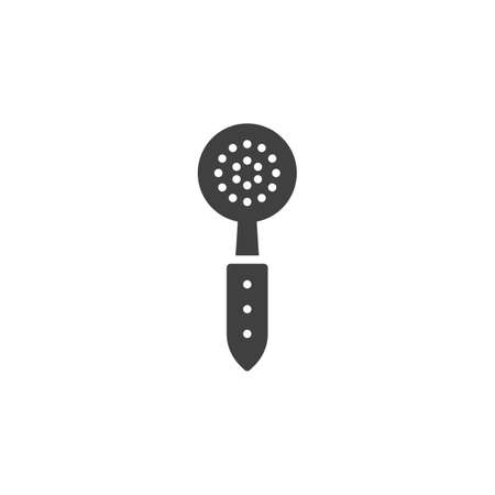Strainer spoon vector icon. filled flat sign for mobile concept and web design. Spoon with holes glyph icon. Symbol, logo illustration. Vector graphicsのイラスト素材