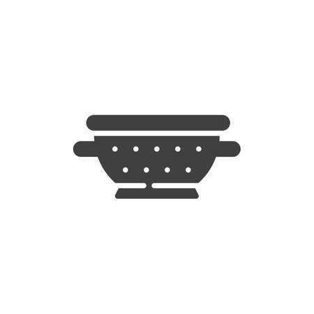 Colander vector icon. filled flat sign for mobile concept and web design. Pasta strainer glyph icon. Symbol, logo illustration. Vector graphicsのイラスト素材