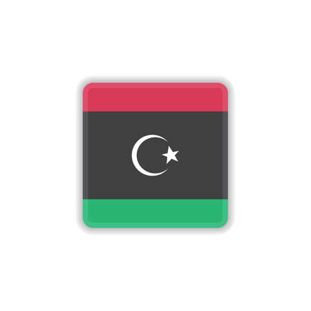 Libya national flag flat icon, vector sign, official flag of Libya colorful pictogram isolated on white. Symbol, logo illustration. Flat style designのイラスト素材