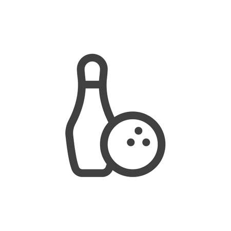 Bowling pin and ball line icon. linear style sign for mobile concept and web design. Bowling game outline vector icon. Symbol, logo illustration. Vector graphicsのイラスト素材