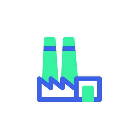 Factory icon vector, filled flat sign, bicolor pictogram, green and blue colors. Industry symbol, logo illustrationのイラスト素材