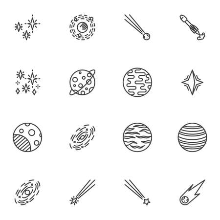 Cosmos, space line icons set, outline vector symbol collection, linear style pictogram pack. Signs, ...