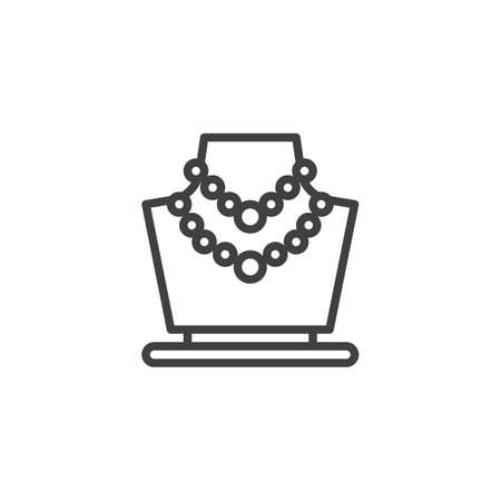 Beads necklace on a mannequin line icon. linear style sign for mobile concept and web design. Womens jewelry necklace outline vector icon. Symbol, logo illustrationのイラスト素材