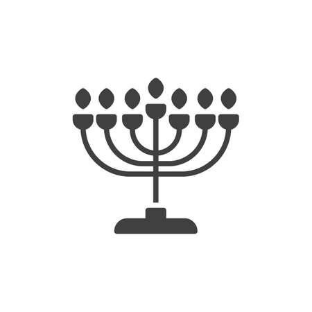 Hanukkah menorah vector icon. filled flat sign for mobile concept and web design. Menorah candlestick glyph icon. Symbol, logo illustration. Vector graphicsのイラスト素材