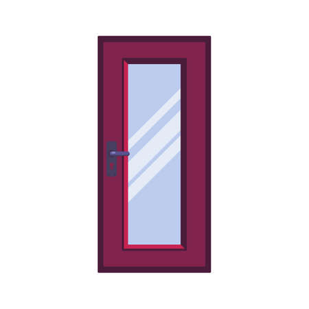 Glass door flat icon, vector sign, red door with glass colorful pictogram isolated on white. Symbol, logo illustration. Flat style designのイラスト素材