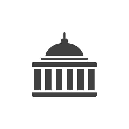 Capitol building vector icon. Courthouse filled flat sign for mobile concept and web design. Capitol dome glyph icon. Symbol, logo illustration. Vector graphicsのイラスト素材