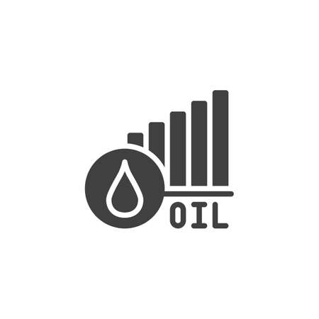 Crude oil diagram vector icon. Petroleum infographic filled flat sign for mobile concept and web design. Oil price rise chart glyph icon. Symbol, logo illustration. Vector graphicsのイラスト素材