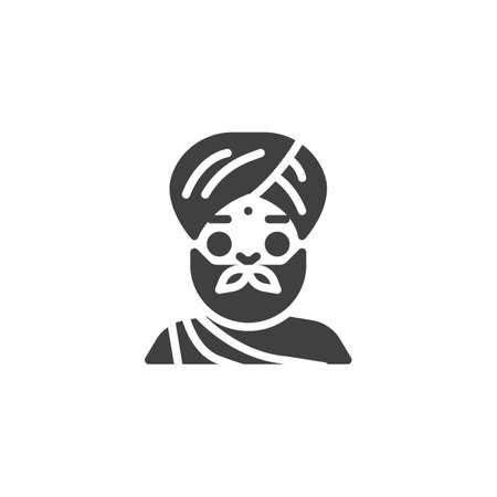 Traditional Indian man vector icon. filled flat sign for mobile concept and web design. Indian man glyph icon. Symbol, logo illustration. Vector graphicsのイラスト素材