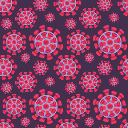 2019-nCoV, virus cell icons pattern. Coronavirus COVID-19 seamless background. Seamless pattern vector illustrationのイラスト素材