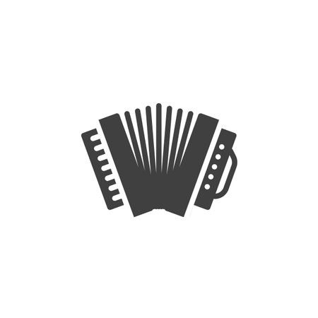 Musical accordion vector icon. filled flat sign for mobile concept and web design. Accordion musical instrument glyph icon. Symbol, logo illustration. Vector graphicsのイラスト素材