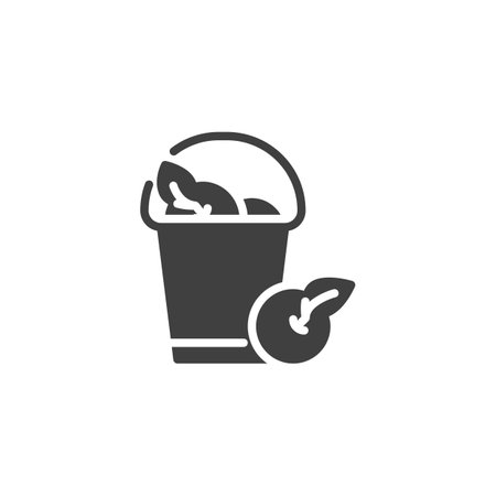 Apples basket vector icon. filled flat sign for mobile concept and web design. Apples harvest glyph icon. Gardening, farming symbol, logo illustration. Vector graphicsのイラスト素材