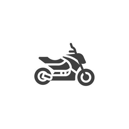 Motorcycle vector icon. filled flat sign for mobile concept and web design. Sport bike glyph icon. Symbol, logo illustration. Vector graphicsのイラスト素材