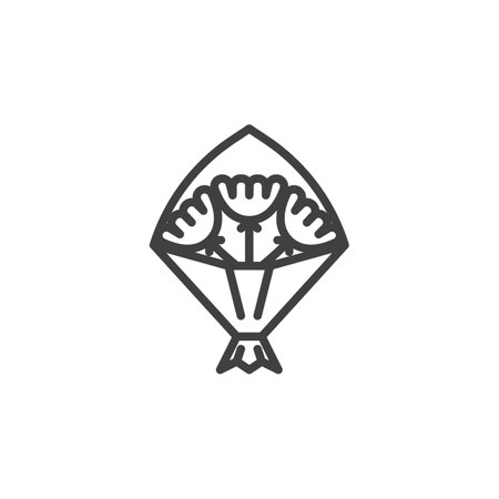 Flower bouquet line icon. linear style sign for mobile concept and web design. Bouquet of flowers outline vector icon. Symbol,  illustration. Vector graphicsのイラスト素材