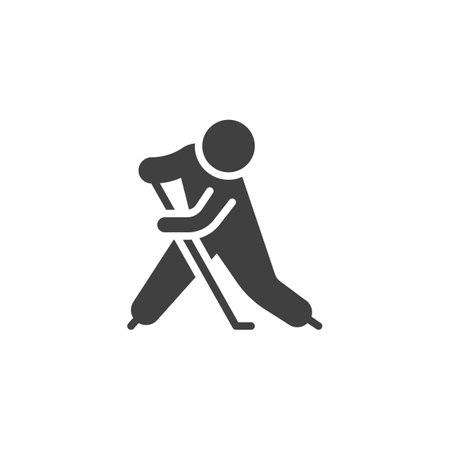 Ice hockey sport vector icon. filled flat sign for mobile concept and web design. Hockey player skating glyph icon. Symbol, illustration. Vector graphicsのイラスト素材