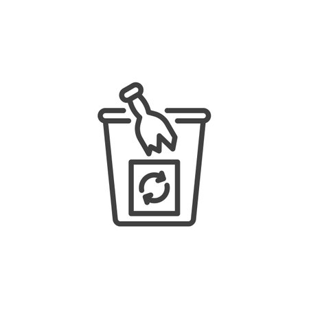 Glass recycling waste line icon. linear style sign for mobile concept and web design. Glass garbage bin outline vector icon. Symbol, illustration. Vector graphicsのイラスト素材