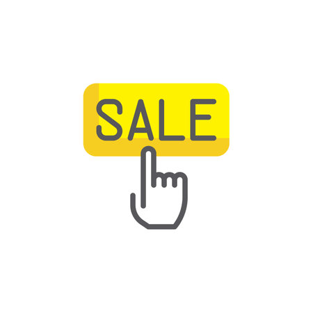 Hand slick sale line icon. linear style sign for mobile concept and web design. Click on sale outline vector icon. Symbol, logo illustration. Vector graphicsのイラスト素材