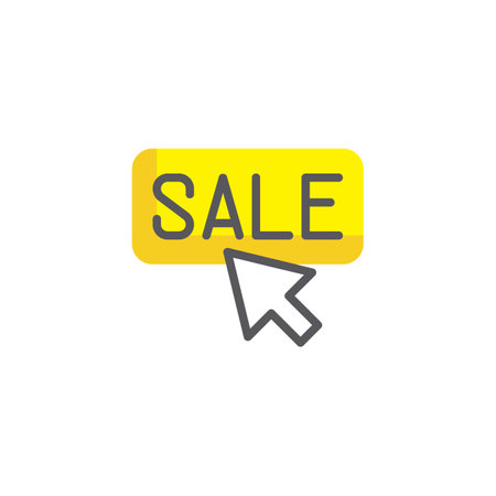 Click to sale line icon. linear style sign for mobile concept and web design. Mouse cursor and sale outline vector icon. Symbol, logo illustration. Vector graphicsのイラスト素材