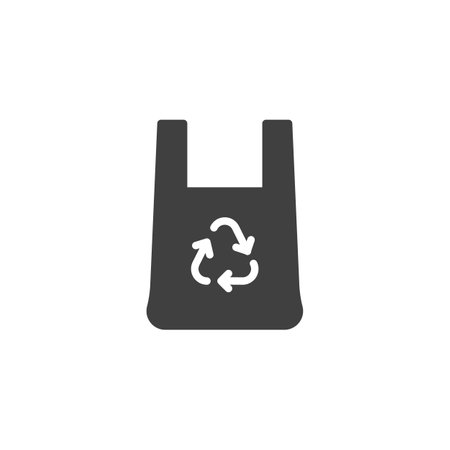Recycle bag vector icon. filled flat sign for mobile concept and web design. Plastic bag with recycle sign glyph icon. Symbol, logo illustration. Vector graphicsのイラスト素材