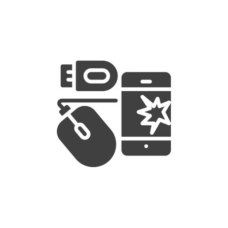 Electronic waste vector icon. filled flat sign for mobile concept and web design. E-waste glyph icon. Symbol, logo illustration. Vector graphicsのイラスト素材