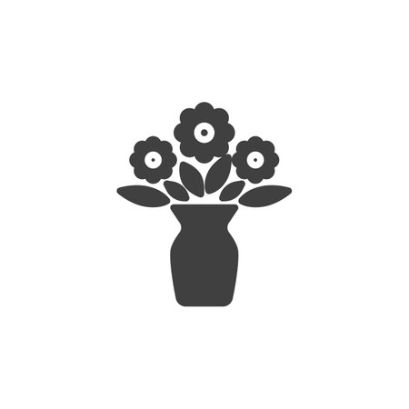 Flower vase vector icon. filled flat sign for mobile concept and web design. Flowers bouquet glyph icon. Symbol, logo illustration. Vector graphicsのイラスト素材