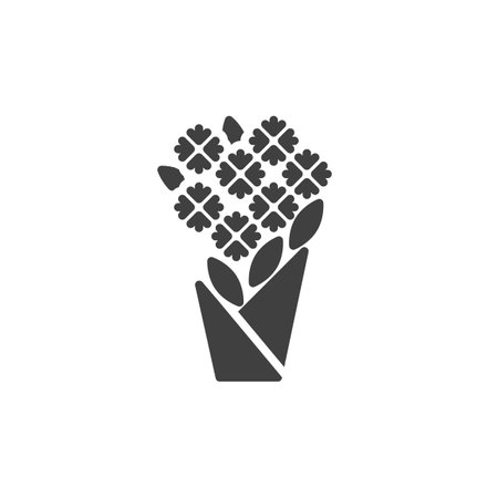 Wrapped flower bouquet vector icon. filled flat sign for mobile concept and web design. Flower bouquet glyph icon. Symbol, logo illustration. Vector graphicsのイラスト素材