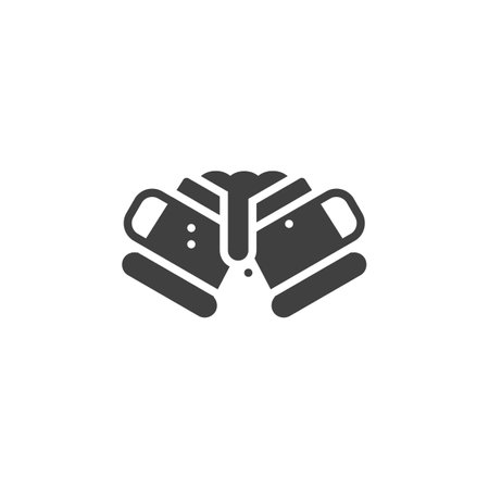 Mugs of beer toasting vector icon. filled flat sign for mobile concept and web design. Cheers beer glasses glyph icon. Symbol, logo illustration. Vector graphicsのイラスト素材
