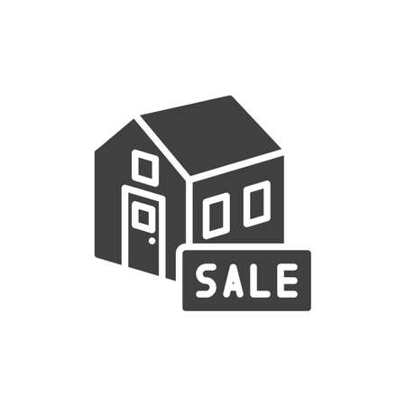 House sale vector icon. filled flat sign for mobile concept and web design. Home building sale glyph icon. Symbol, logo illustration. Vector graphicsのイラスト素材