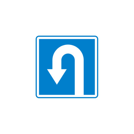 U-turn traffic sign flat iconのイラスト素材