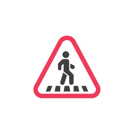 Pedestrian warning sign flat iconのイラスト素材