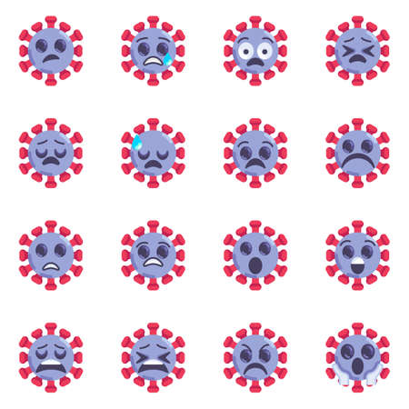 Coronavirus emoji flat icons setのイラスト素材