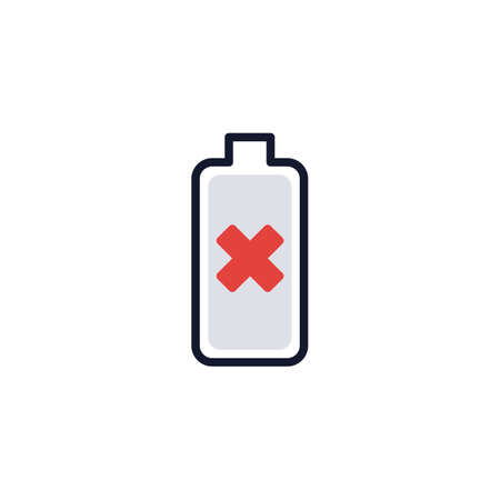Battery charge error flat iconのイラスト素材