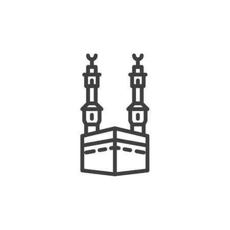 Kaaba mosque line iconのイラスト素材