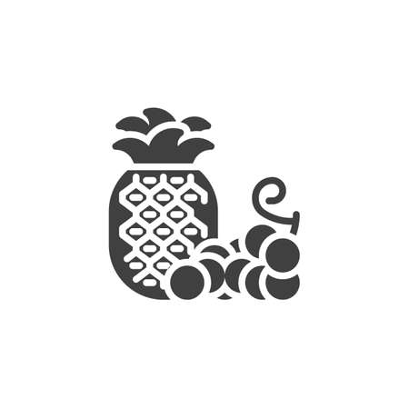 Pineapple and grapes vector iconのイラスト素材