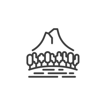Nature, mountain landscape line iconのイラスト素材