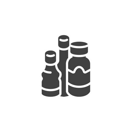 Bottles of sauce vector iconのイラスト素材