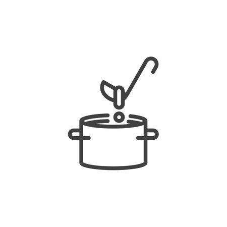 Soup cooking line iconのイラスト素材