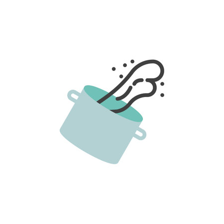 Pouring water into saucepan flat iconのイラスト素材