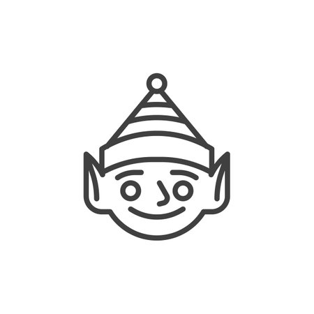 Christmas elf line iconのイラスト素材