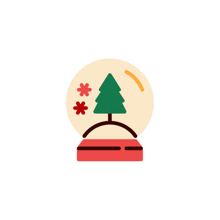Snow globe with a tree flat iconのイラスト素材