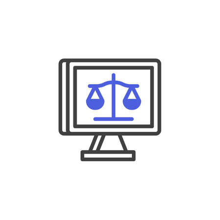 Online legal service line iconのイラスト素材