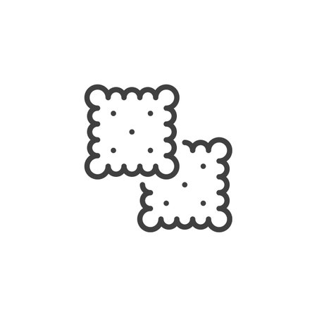 Cracker cookie line icon. linear style sign for mobile concept and web design. Square biscuits cookie outline vector icon. Symbol, logo illustration. Vector graphicsのイラスト素材