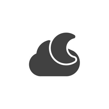 Cloud and crescent moon vector iconのイラスト素材