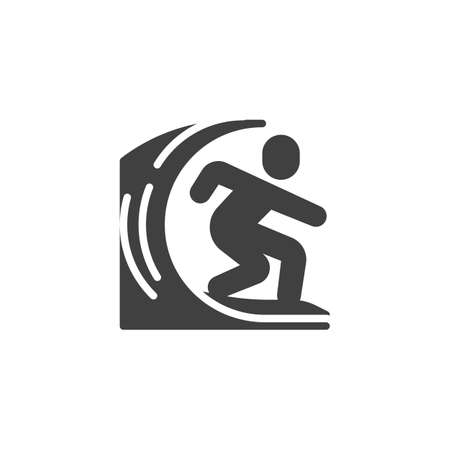 Surfer and wave vector iconのイラスト素材