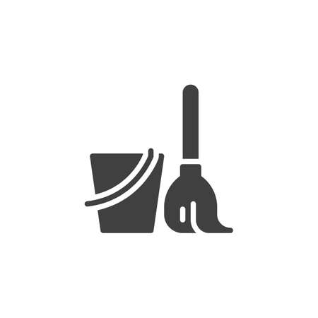 Mop and bucket vector iconのイラスト素材
