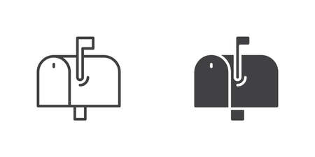 Mail box icon, line and glyph versionのイラスト素材